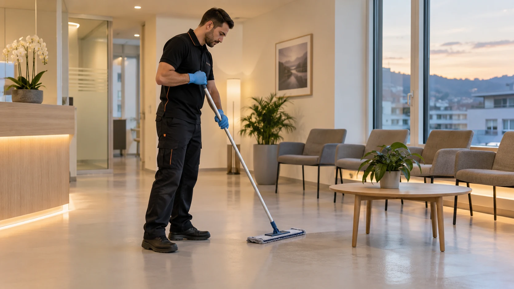 Praxisreinigung: Wartebereich – gepflegte Praxis (KI-Symbolbild)