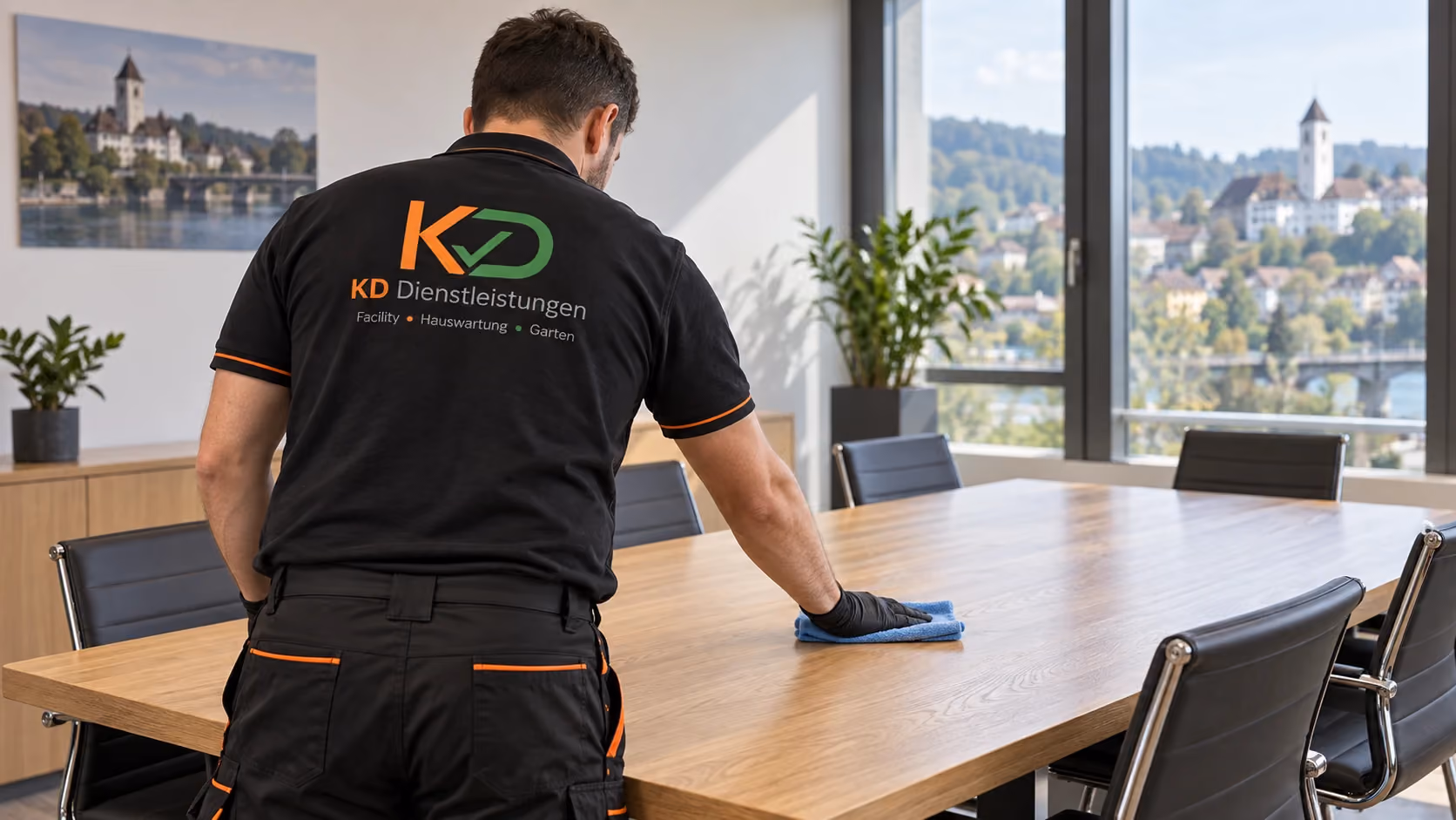 Büroreinigung: Besprechungsraum mit KD (KI-Symbolbild)