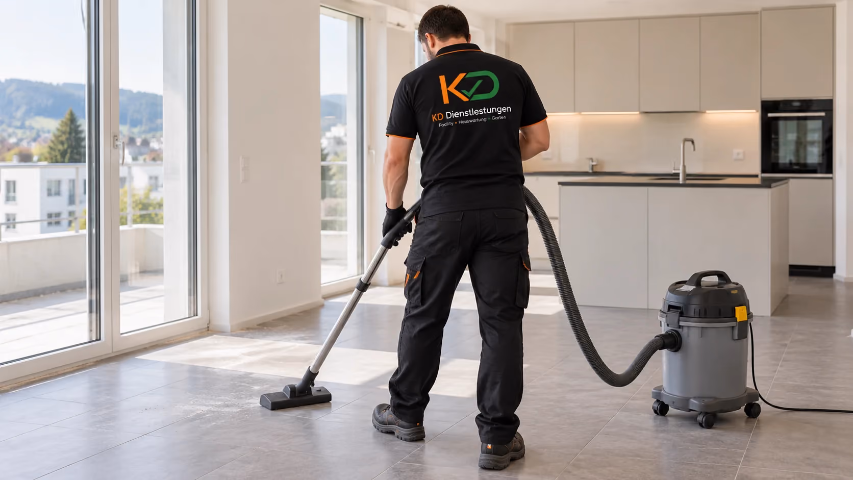 Bauendreinigung: Neubau – Feinreinigung mit KD (KI-Symbolbild)