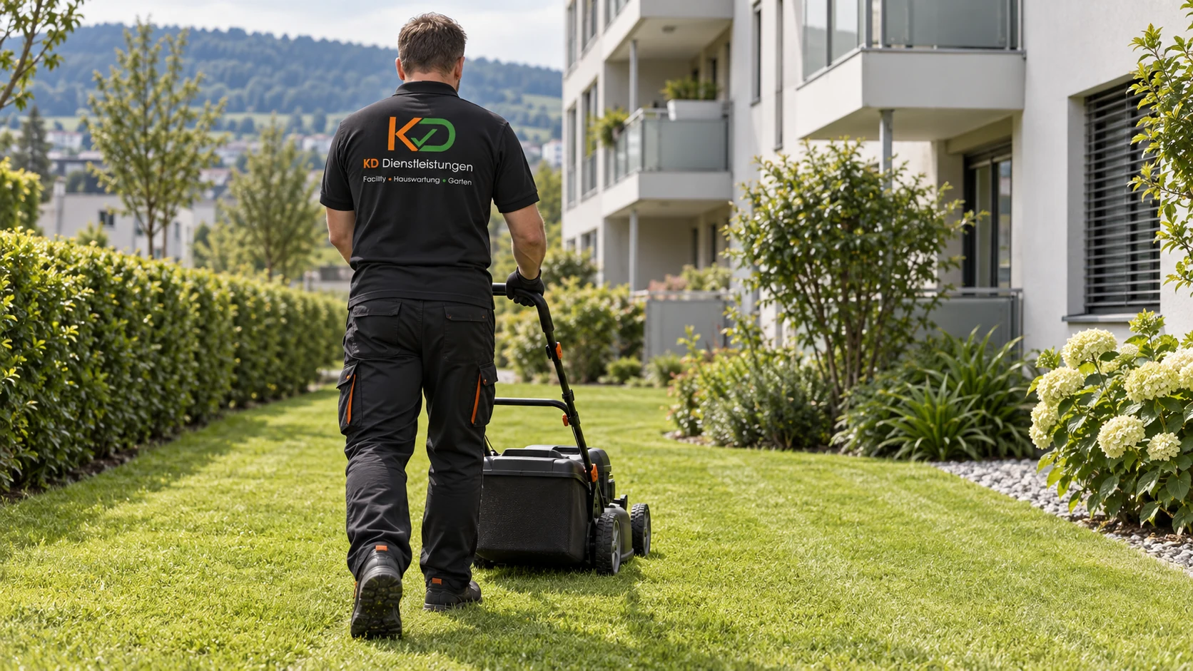Garten- und Umgebungspflege: Rasenpflege mit KD (KI-Symbolbild)