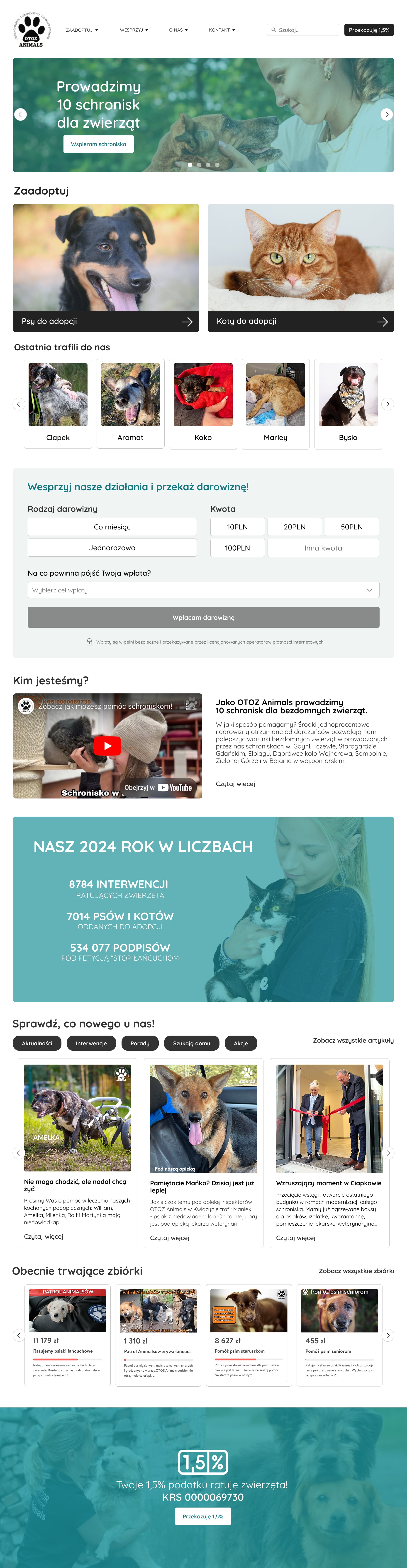 OTOZ Animals website after changes