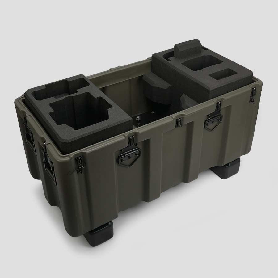 Military-grade Peli-Hardigg case with custom black foam inserts for rugged transit protection
