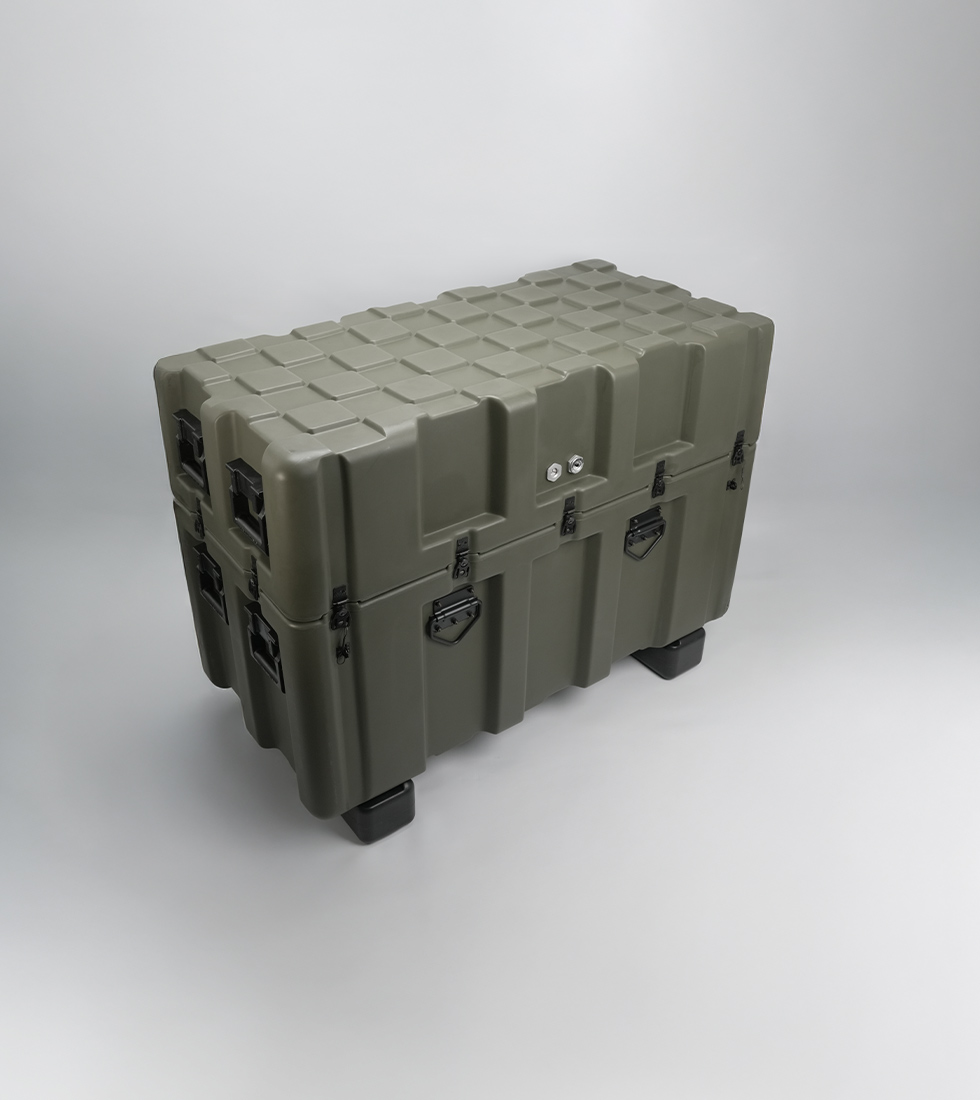 Green Peli-Hardigg ISP case with rugged build and lid stay features