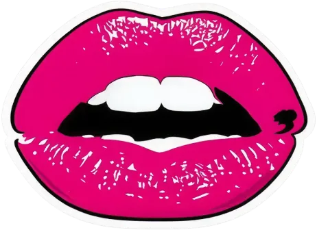 Illustration of bright pink lips slightly open showing white teeth against a transparent background.