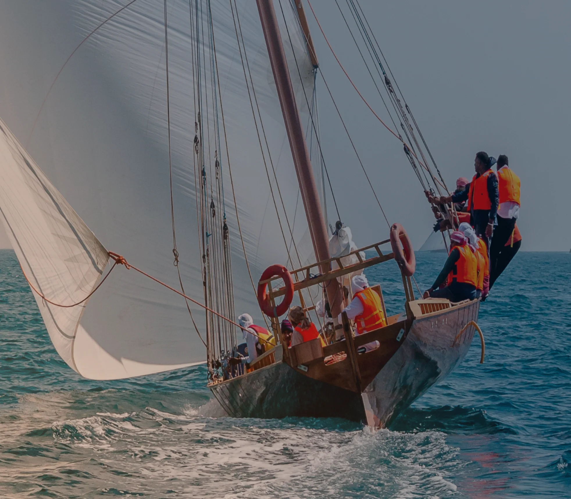 Gliding boat with people