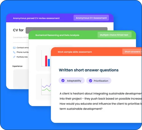 Different types of assessment options stacked on top of each other