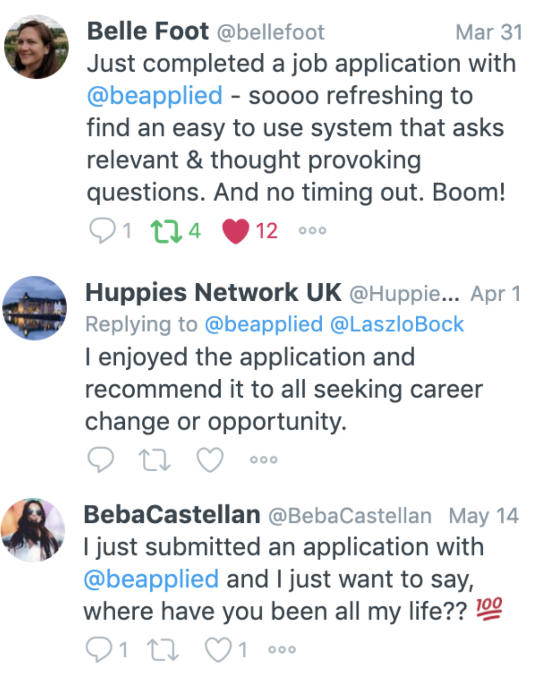 Candidate feedback on Twitter