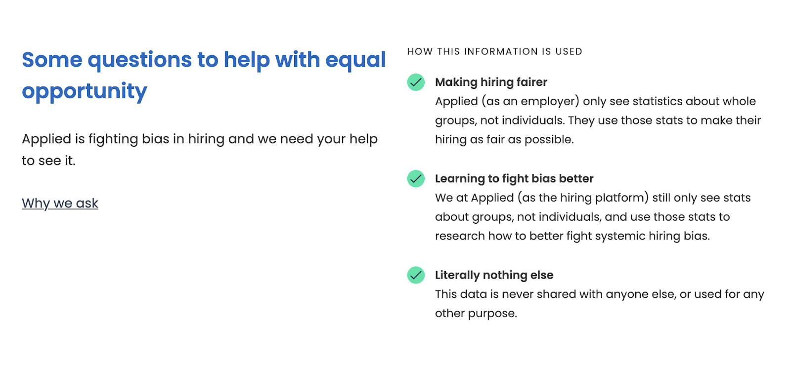 Equal opps form explainer copy