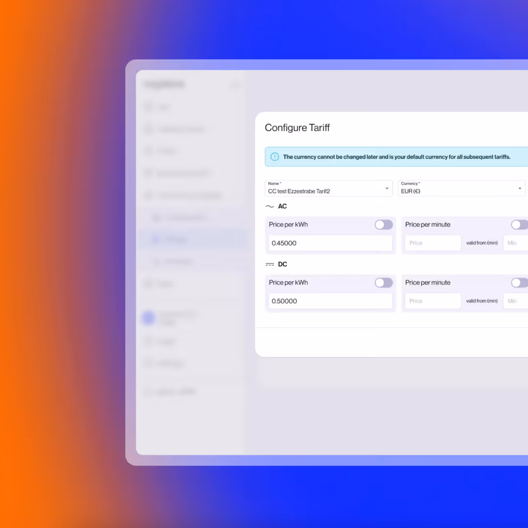 configure tariff with vaylens community charging