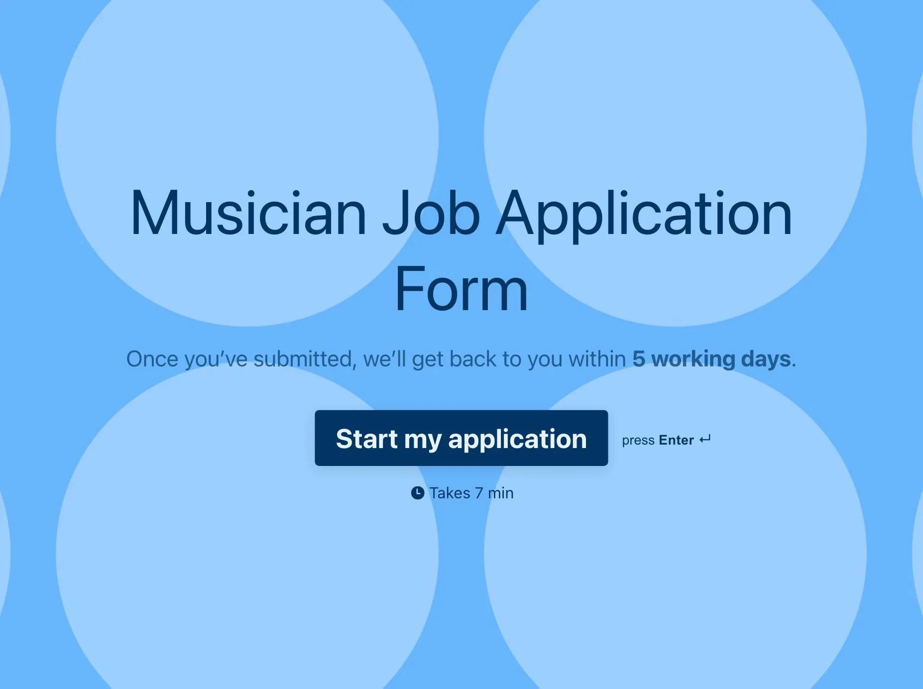 Musician Job Application Form Template