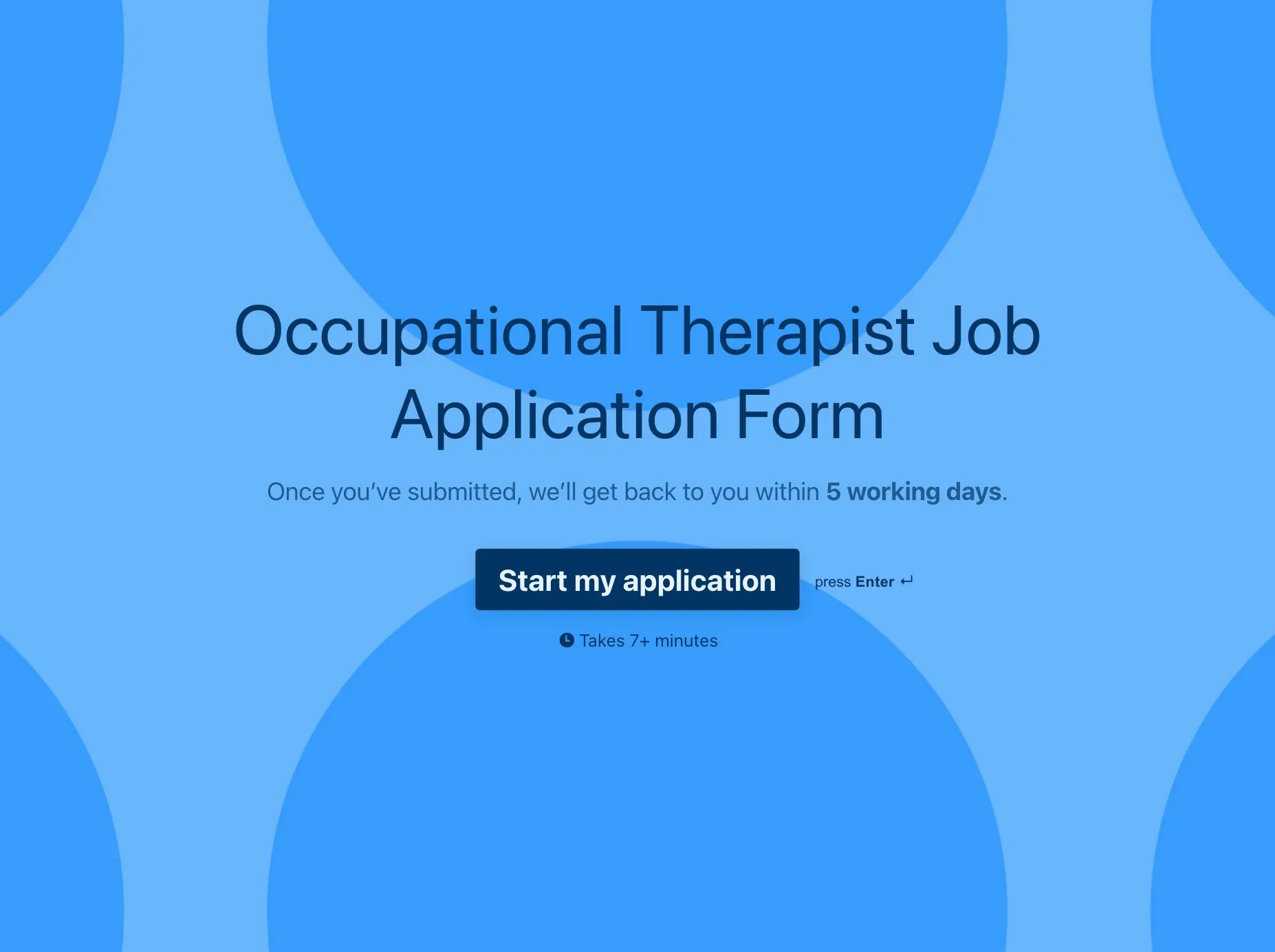 Occupational Therapist Job Application Form Template