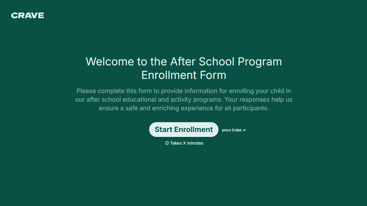 After School Programs Enrollment Form Template