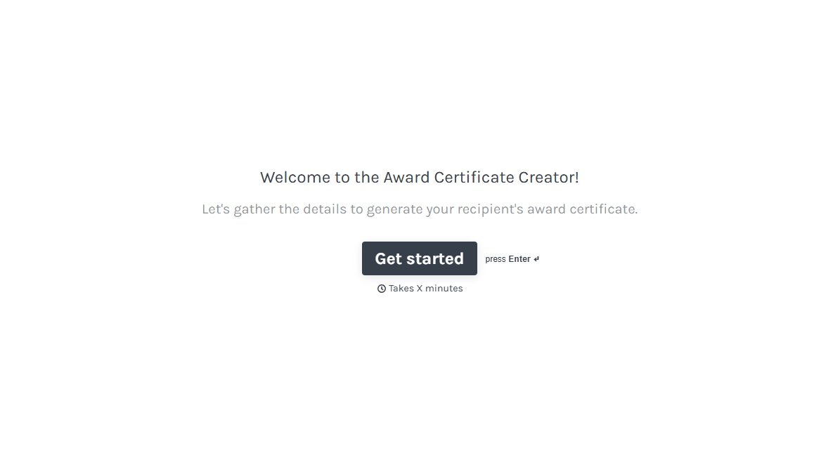Award Certificate Form Template