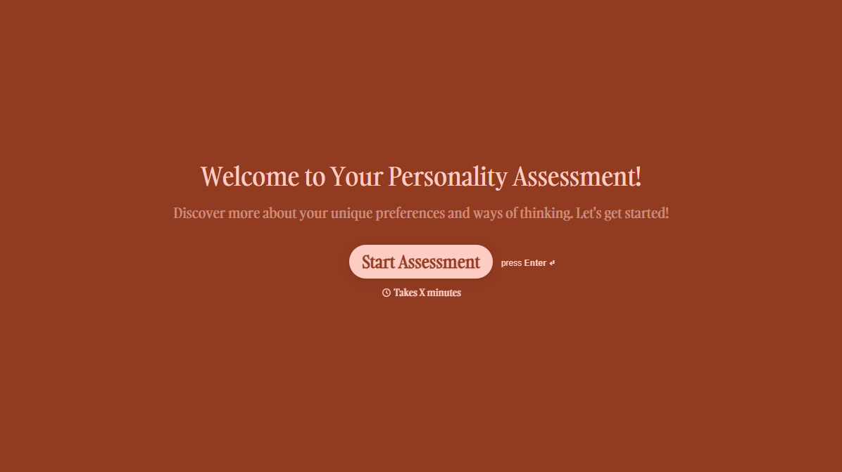Personality Assessment Form Template