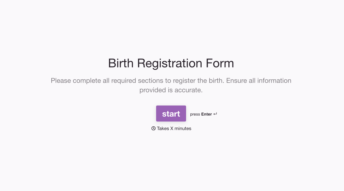 Birth Registration Form Template