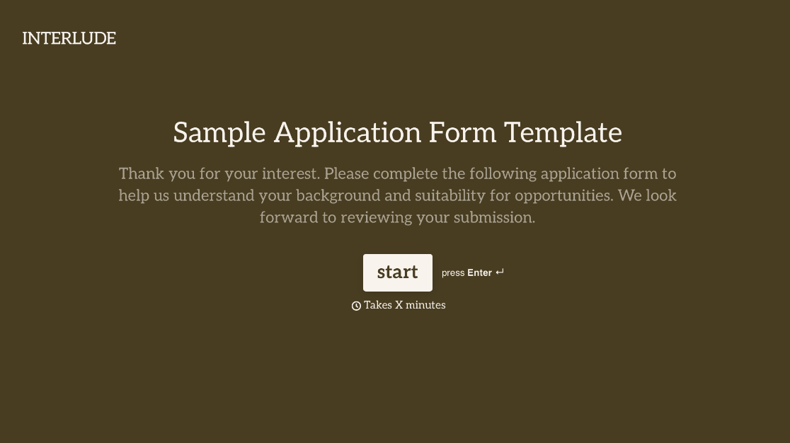 Sample Application Form Template