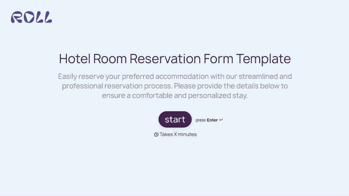 Hotel Room Reservation Form Template