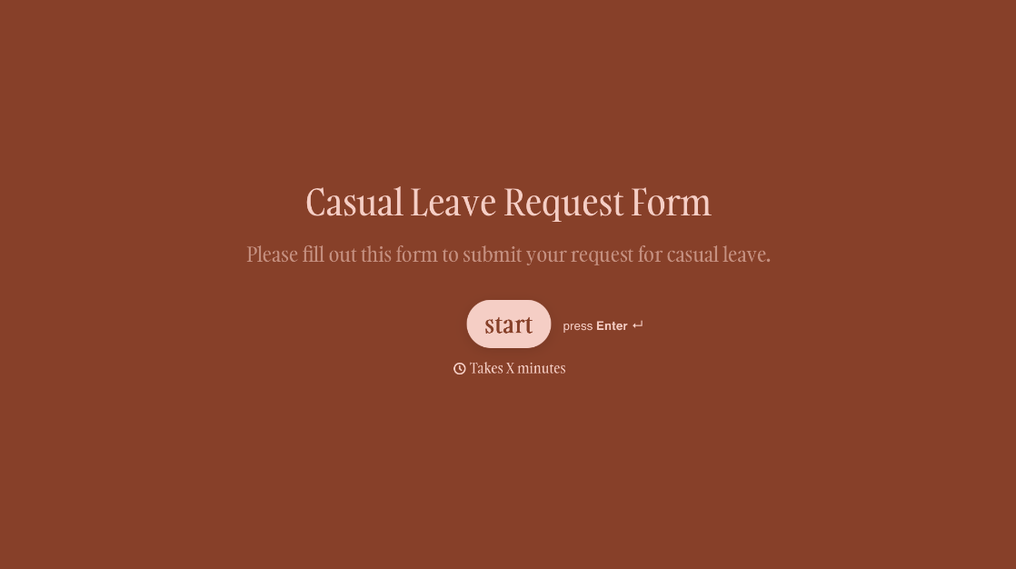 Casual Leave Form Template