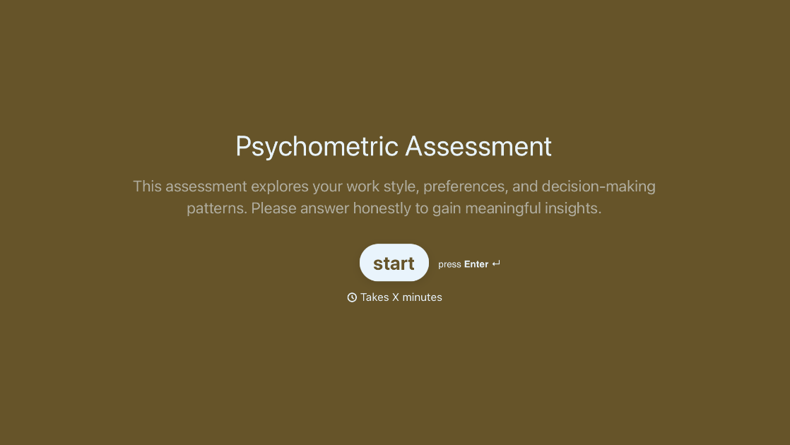 Psychometric Test Form Template