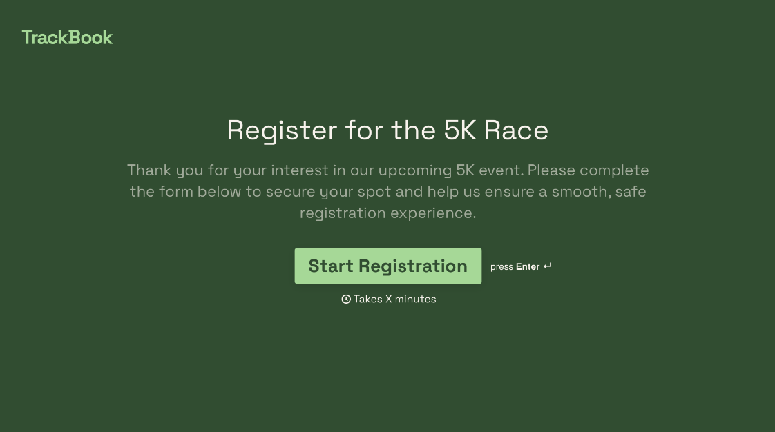 5k Race Form Template