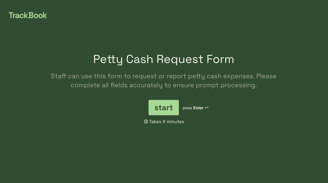 Petty Cash Form Template