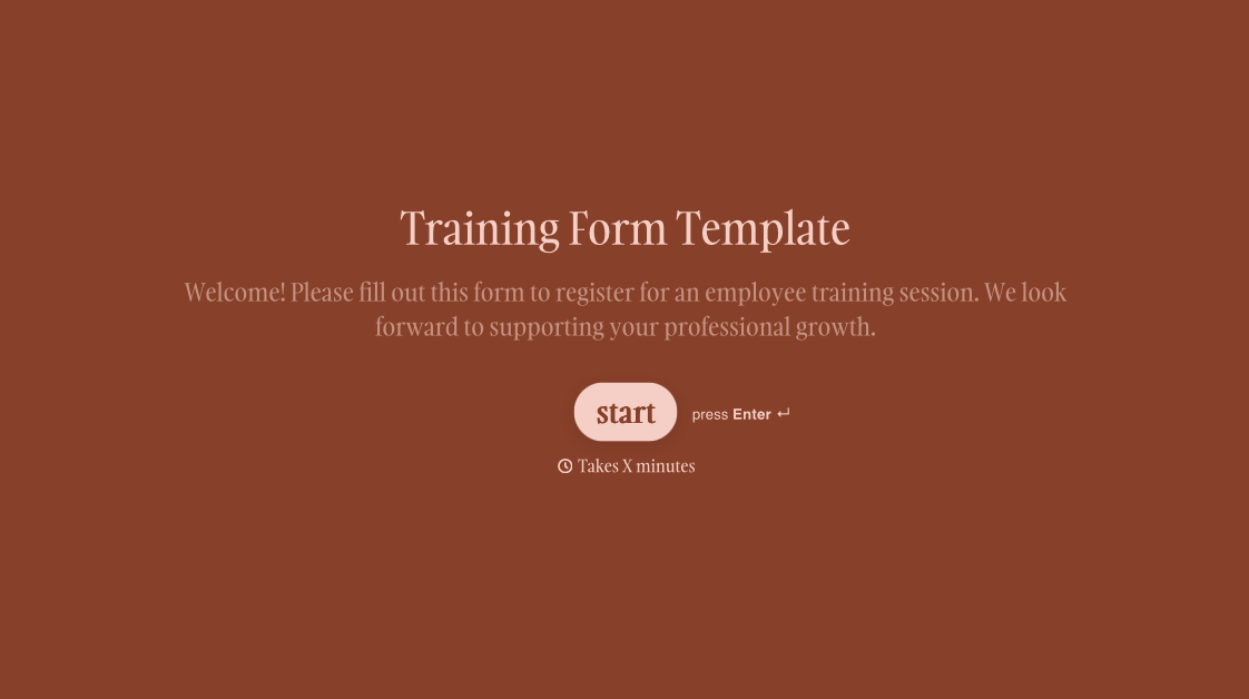 Training Form Template