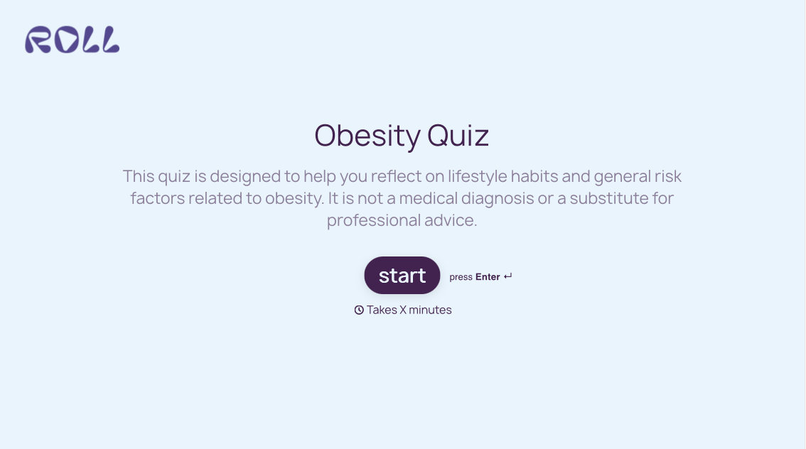 Obesity Quiz Form Template