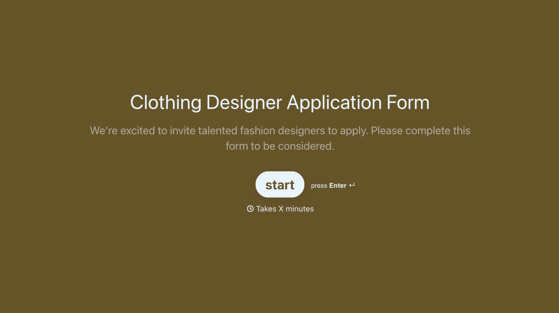 Clothing Designer Application Form Template