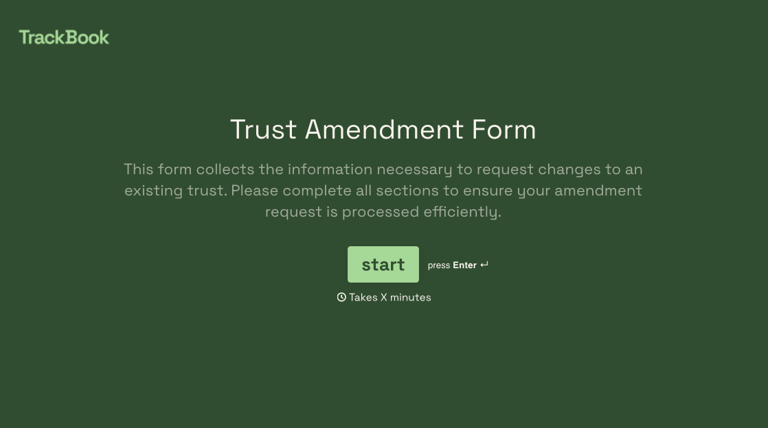 Trust Amendment Form Template