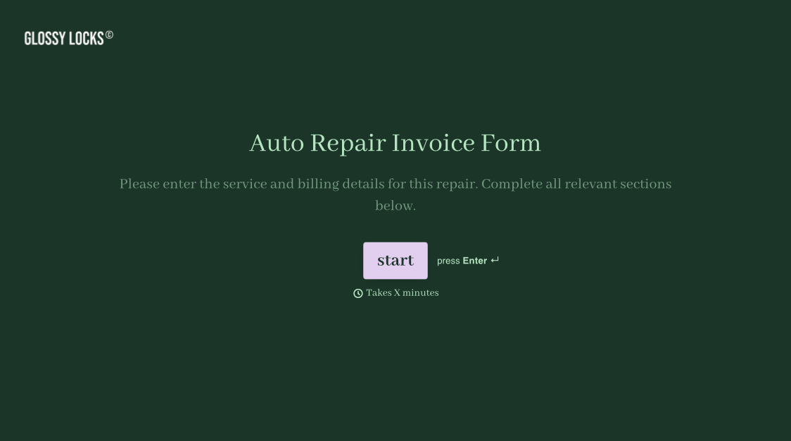 Auto Repair Invoice Form Template