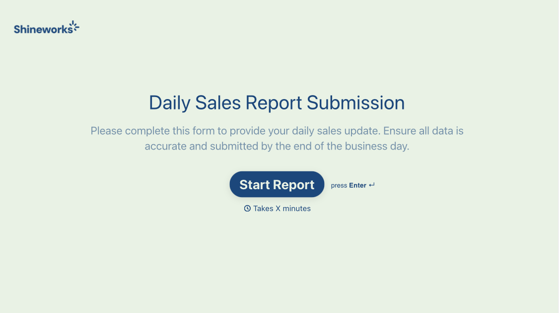 Daily Sales Report Form Template