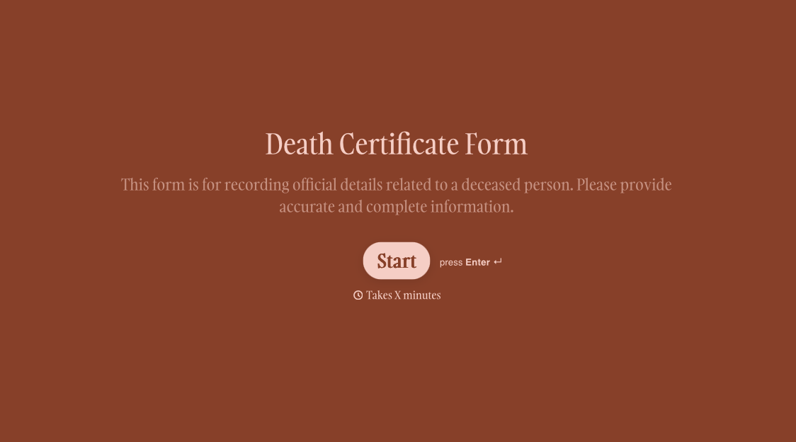 Death Certificate Form Template