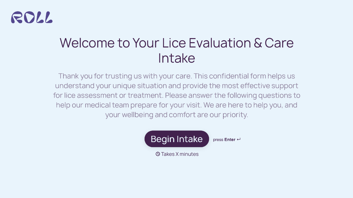 Lice Infestations Patient Intake Form Template