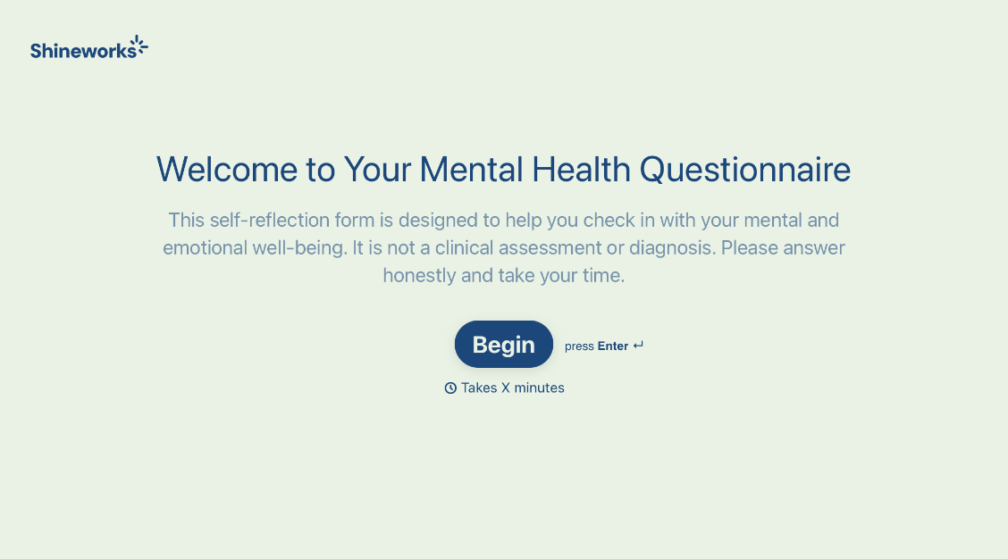 Mental Health Questionnaire Form Template