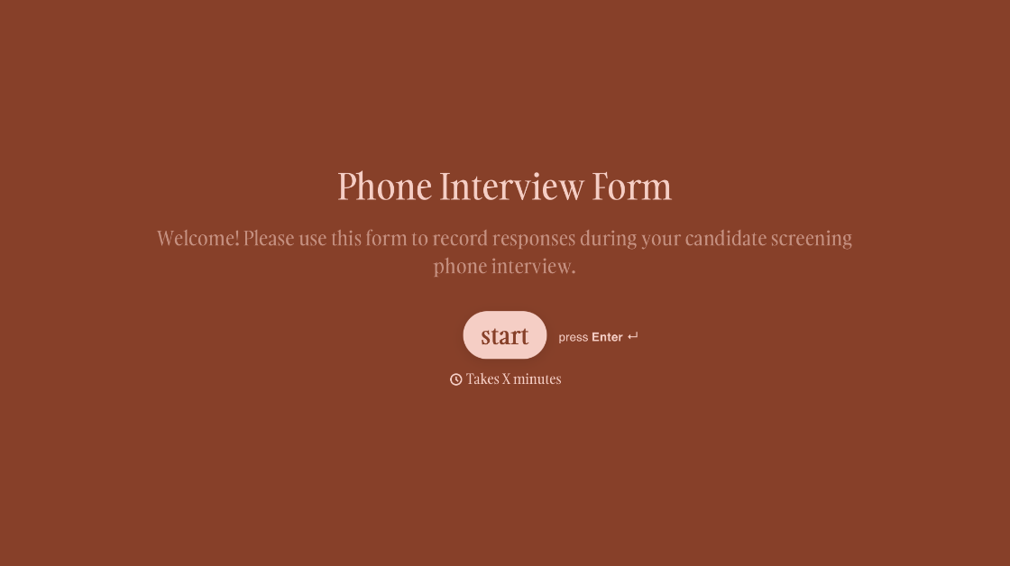 Phone Interview Form Template