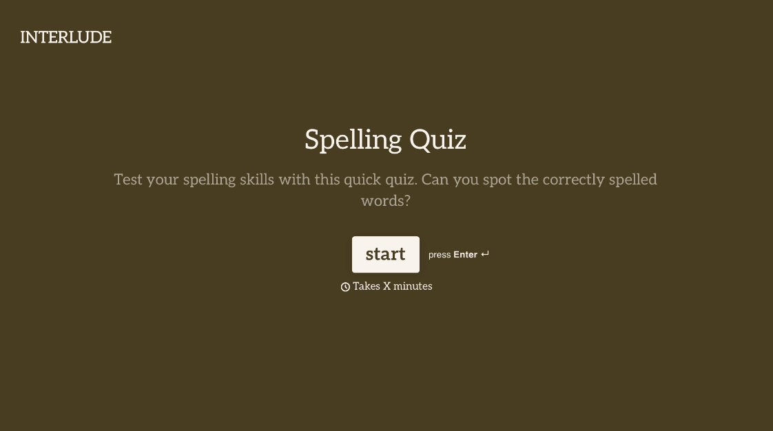 Spelling Quiz Form Template