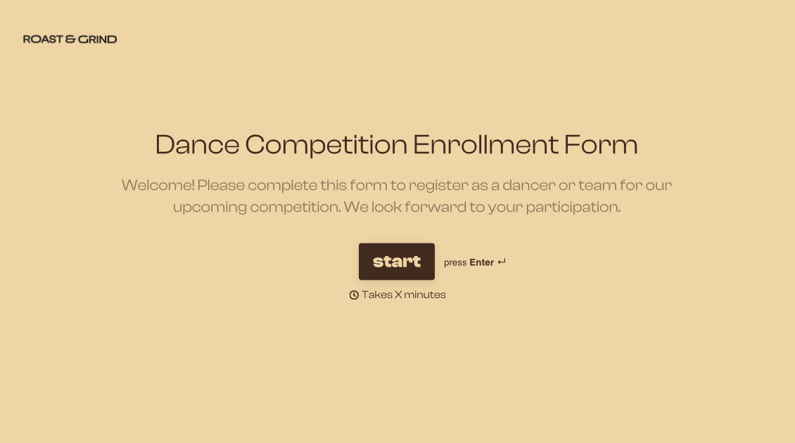 Dance Competition Enrollment Form Template