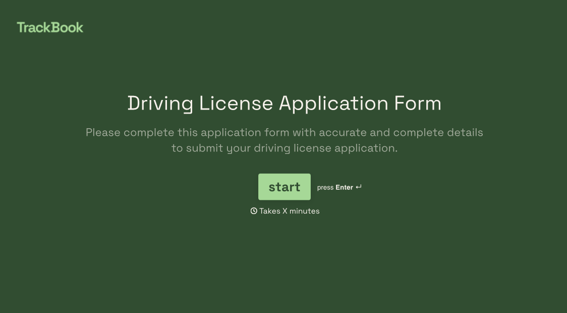 Driving License Application Form Template