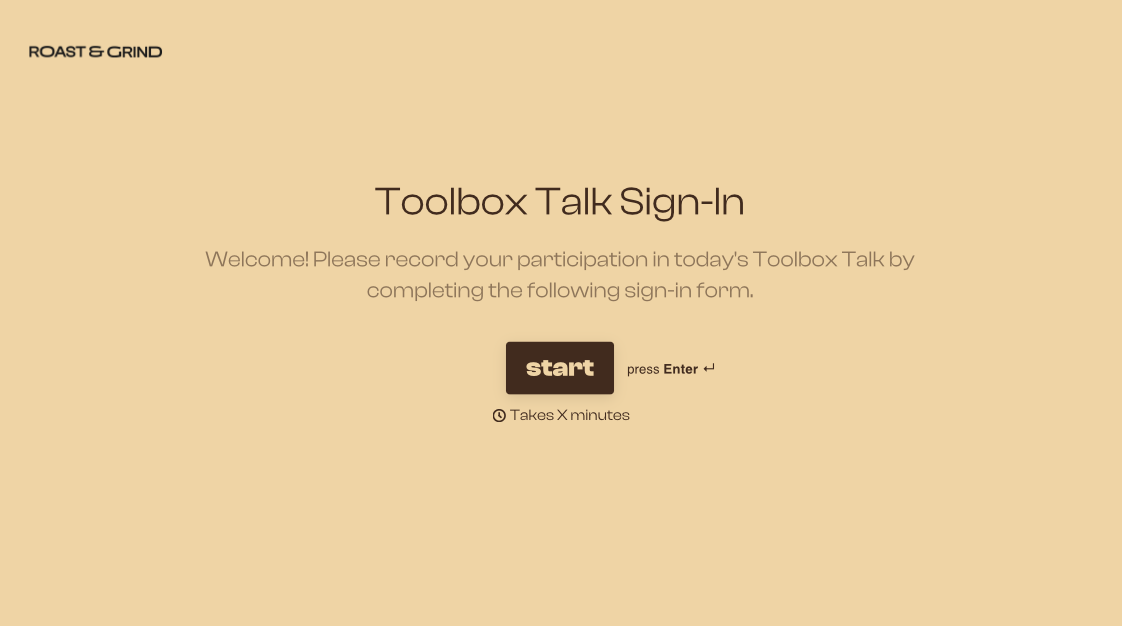 Toolbox Talks Sign In Form Template