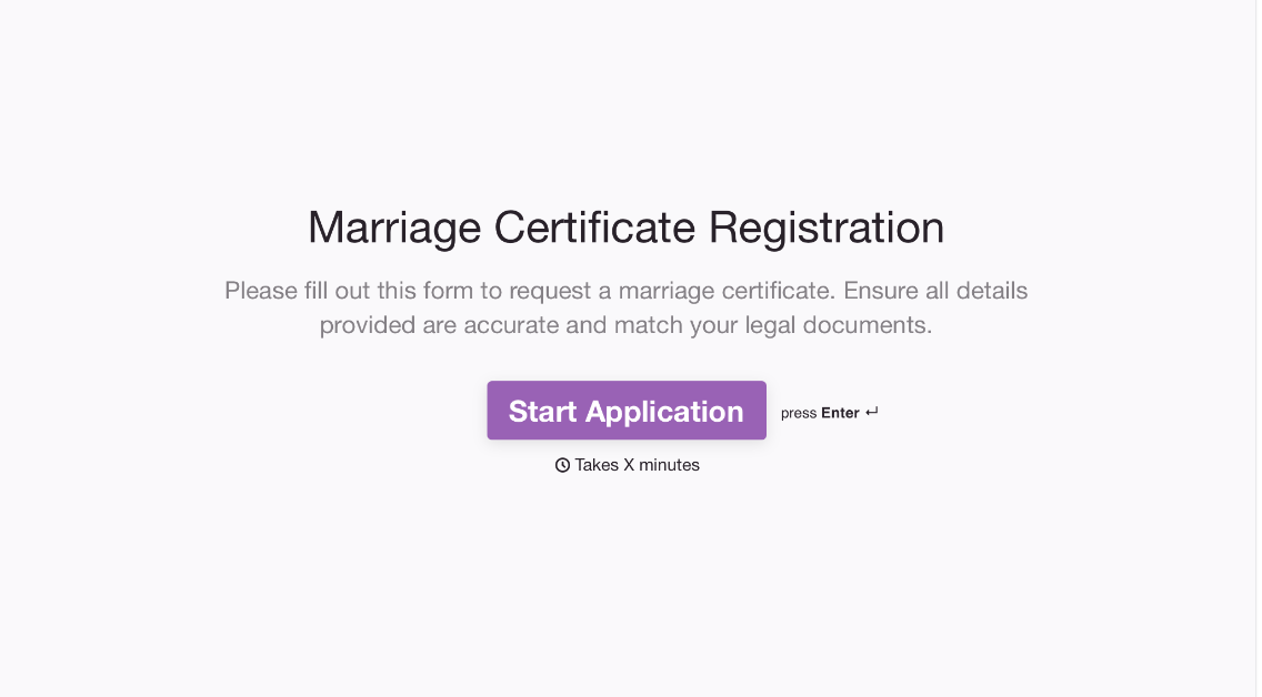 Marriage Certificate Registration Form Template