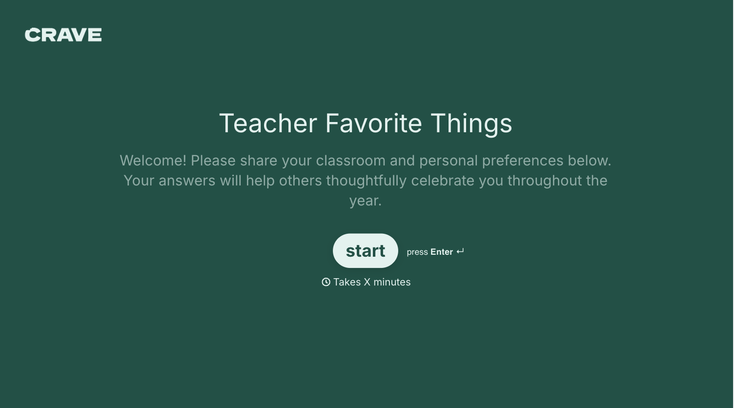 Teacher Favorite Things Form Template