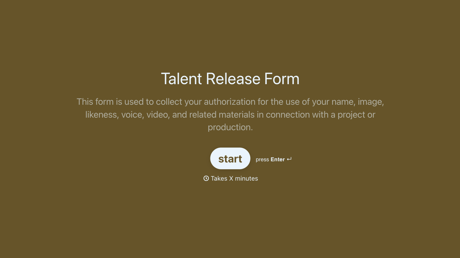 Talent Release Form Template