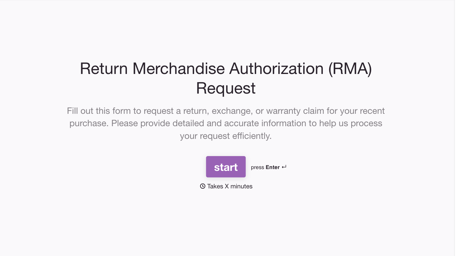 RMA Form Template