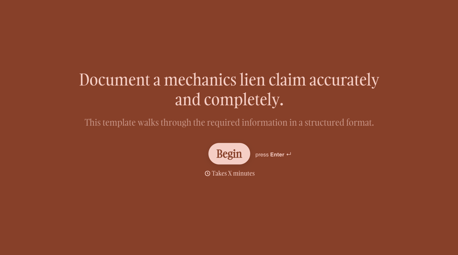 Construction Lien Form Template