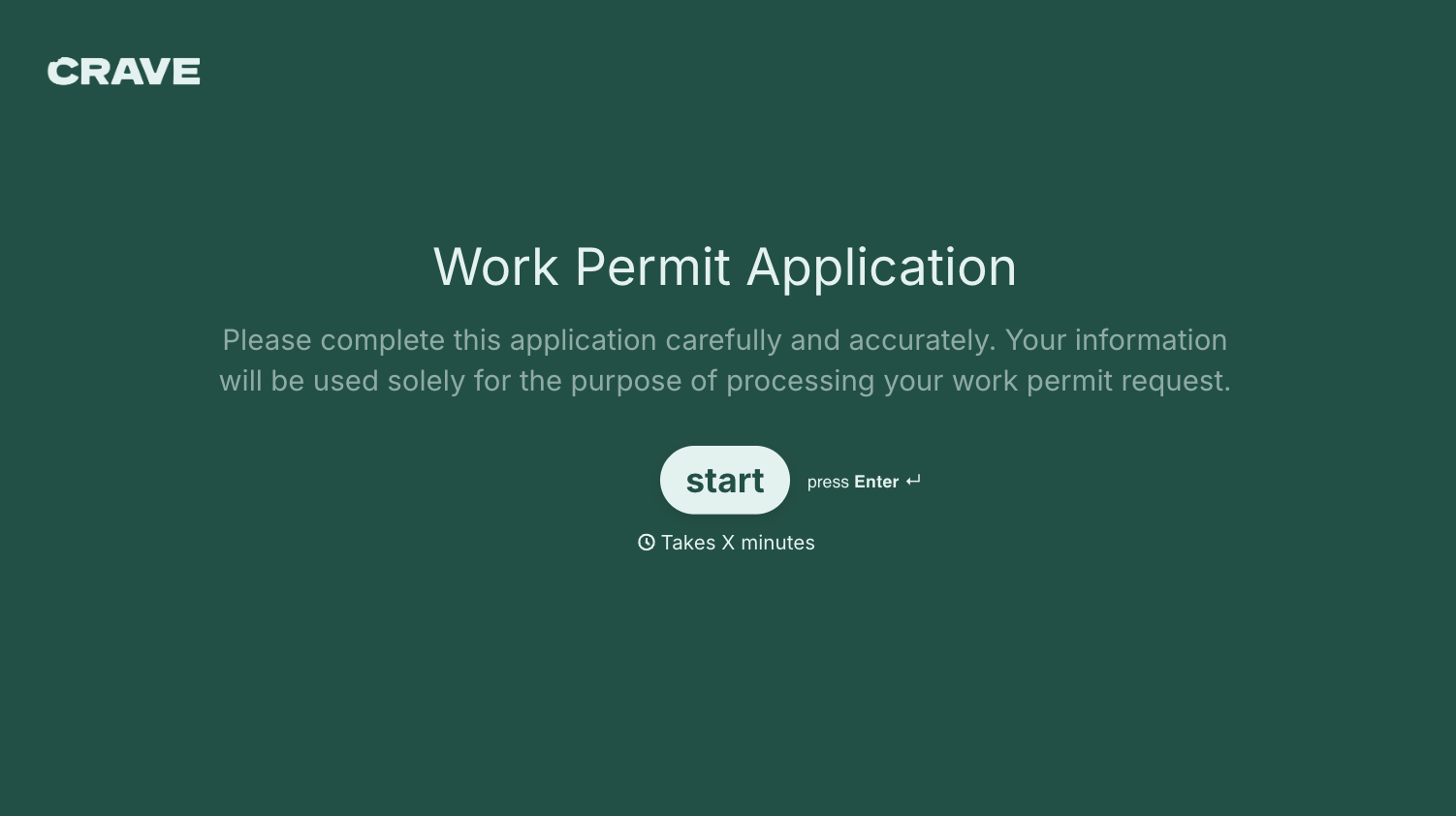 Work Permit Application Form Template