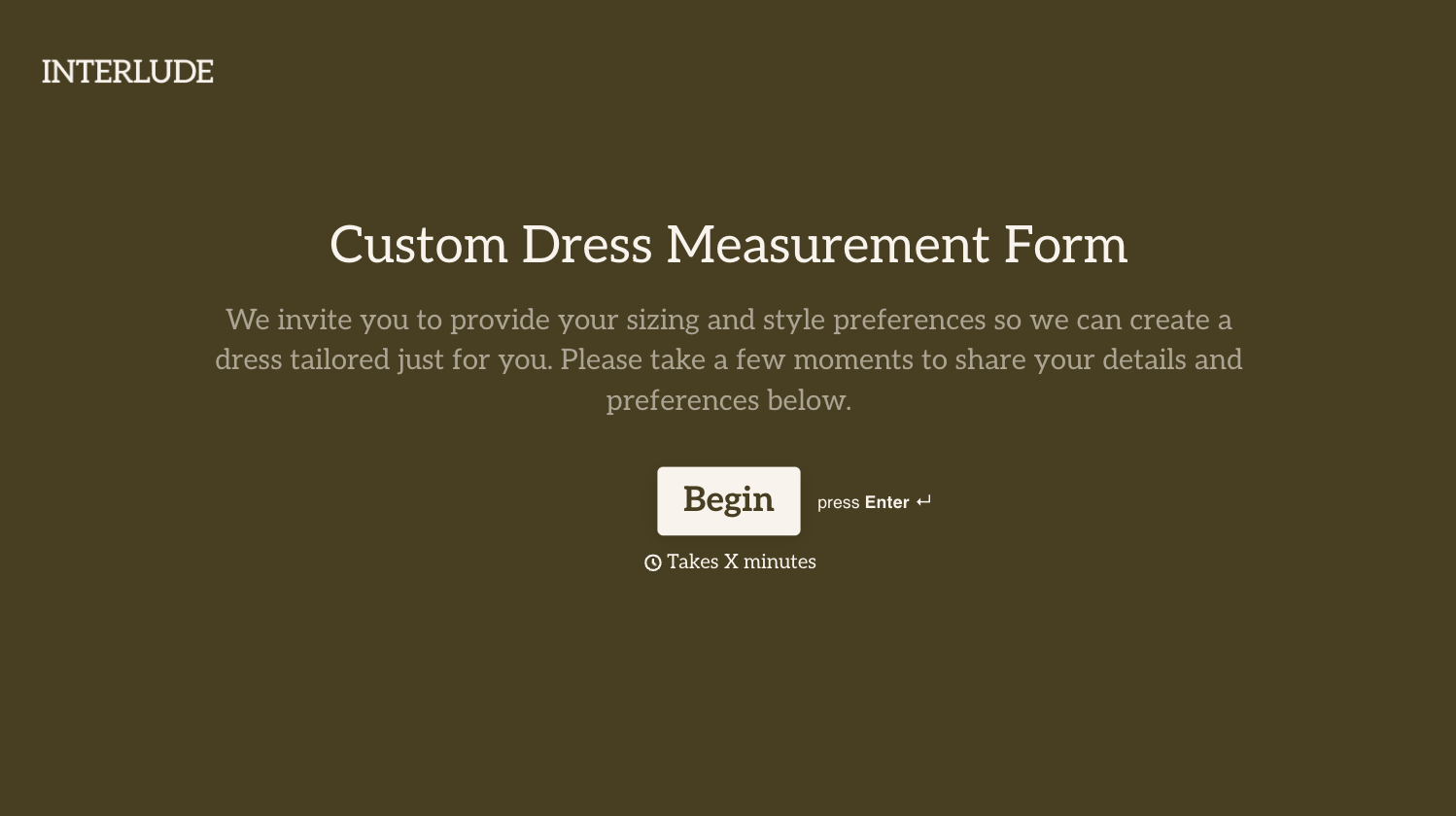 Custom Dress Measurement Form Template