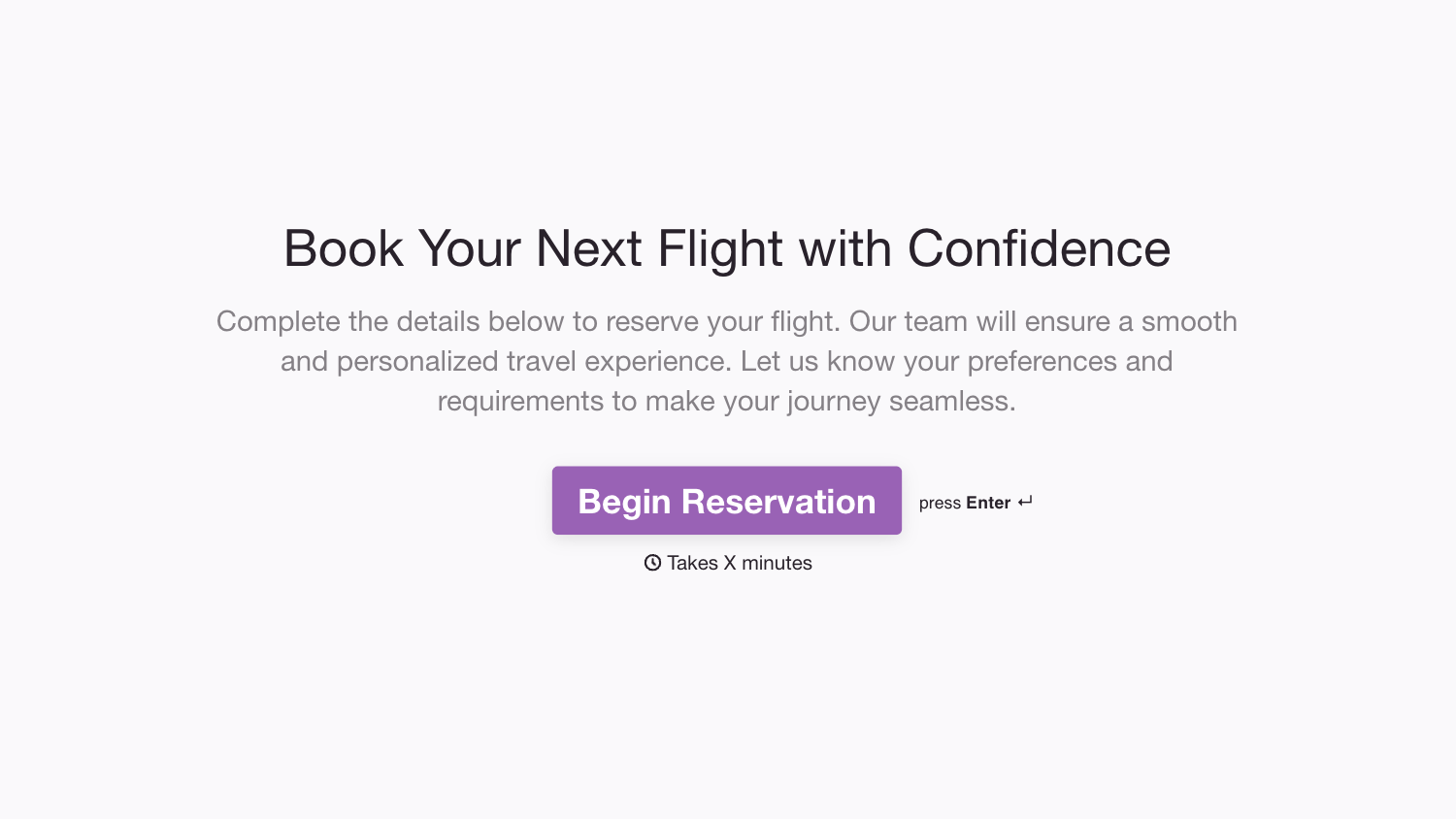 Flight Reservation Form Template
