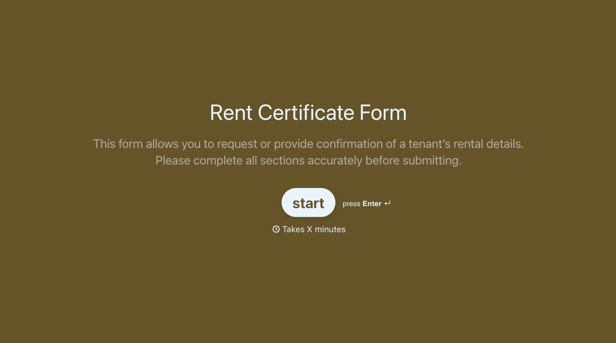 Rent Certificate Form Template