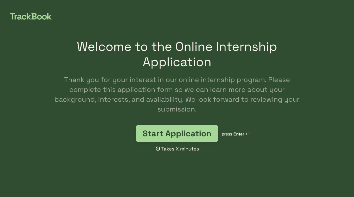 Online Internship Application Form Template