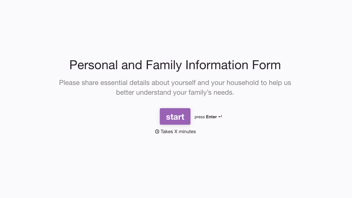 Personal and Family Information Form Template